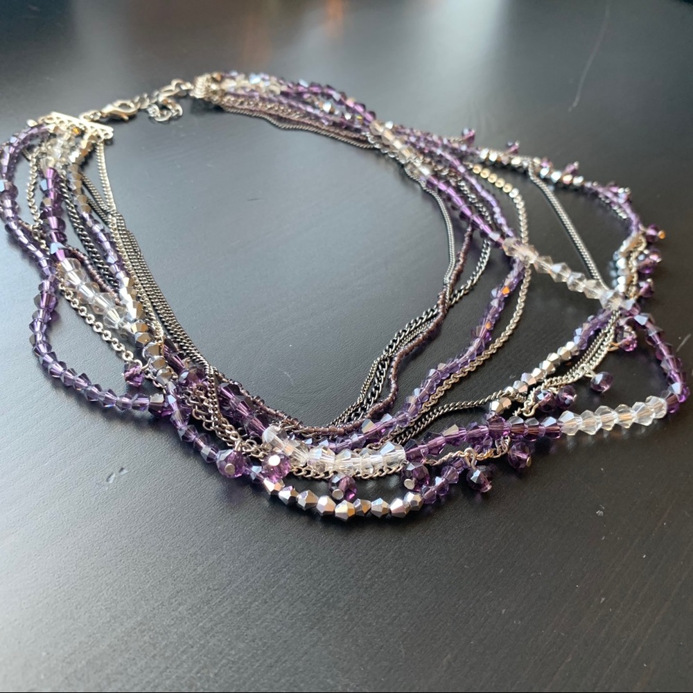 Purple Beaded Statement Necklace